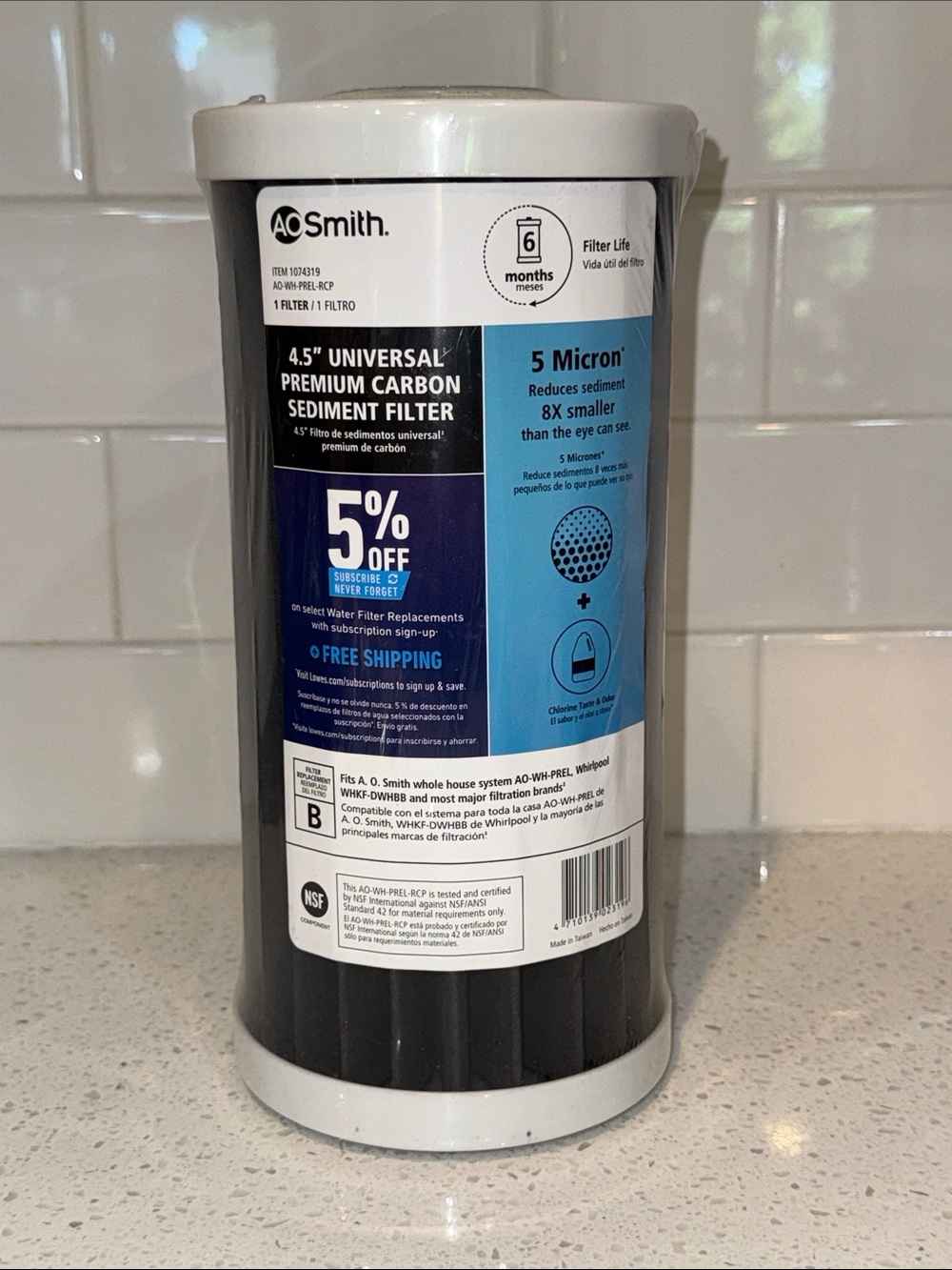 AO Smith 4.5” Universal Premium Carbon Sediment Filter NEW